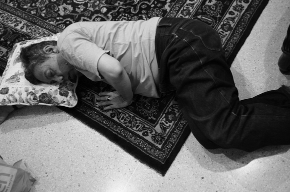 Abbas sleeping in living room