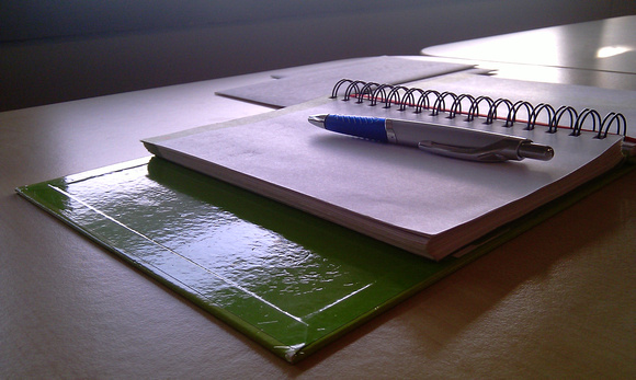 Notepad and pen